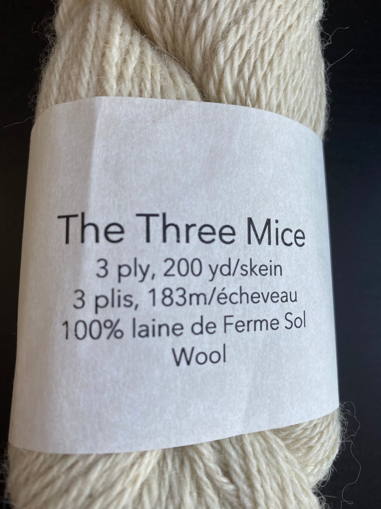 "The Three Mice" Quebec Ecological Wool Yarn