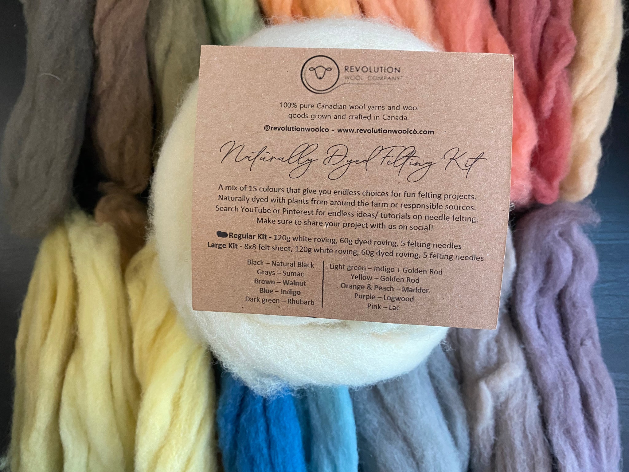 Naturally Dyed Canadian Wool Felting Kit